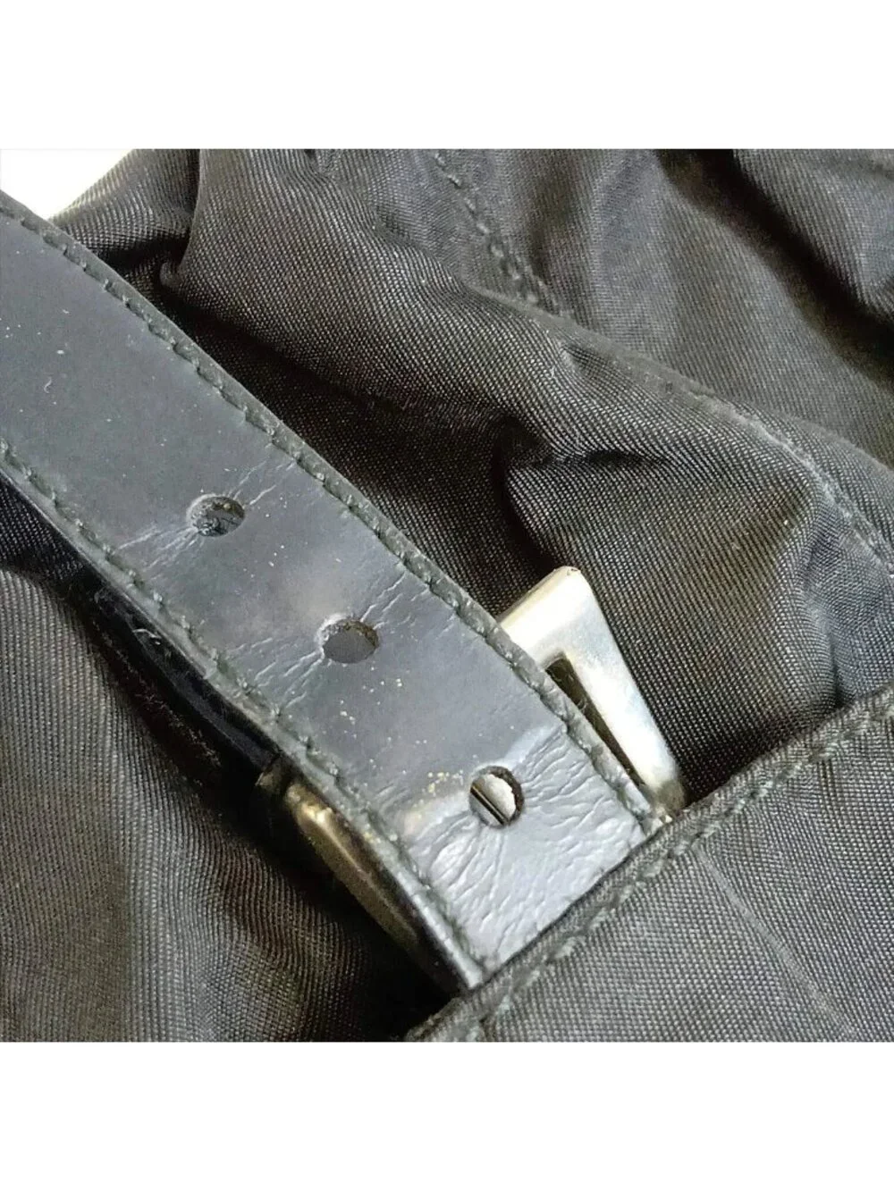 Prada Tessuto Nylon Triangle Logo Leather Backpack Shoulder Bag